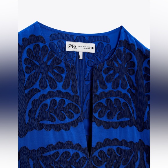 Zara SHORT EMBROIDERED DRESS. Bluish. Sizes M, L. New with Tags. - Picture 7 of 7
